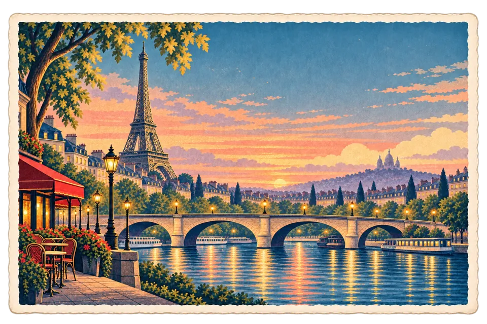 Paris with kids: Travary postcard art