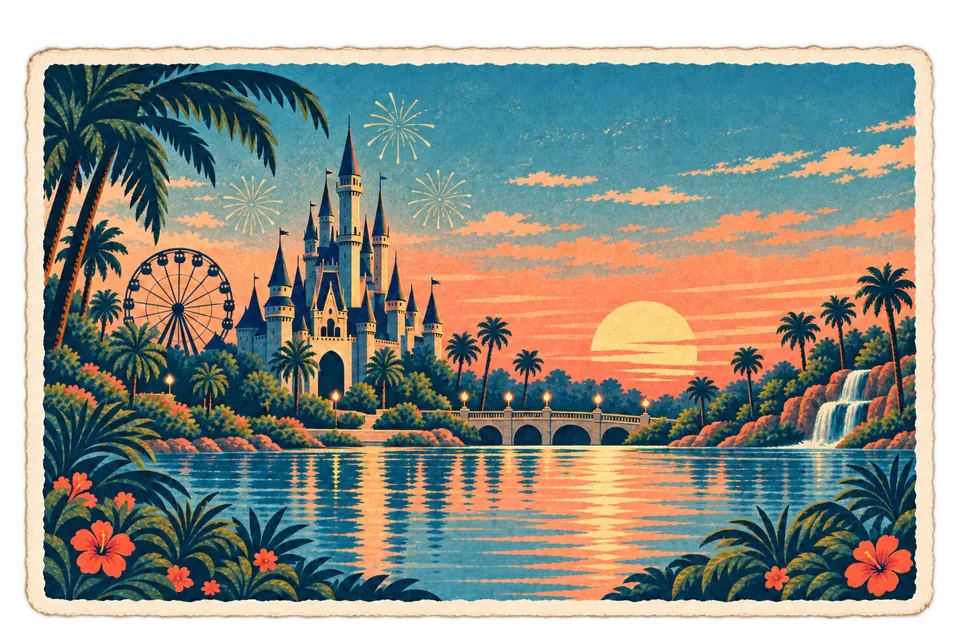 Orlando with kids: Travary postcard art