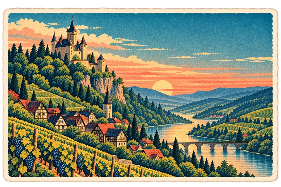 TripIt alternatives: Travary postcard art